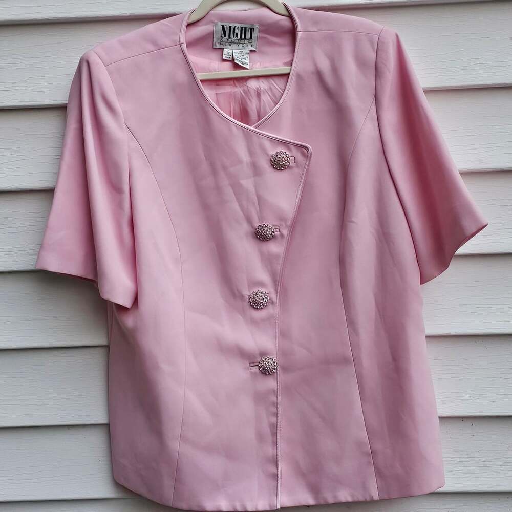 Vintage Night Studio New York Blazer Size 20 Pink Rhinestone Y2K Glam Formal